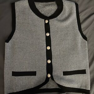 SHEIN Black and White Striped Vest Top